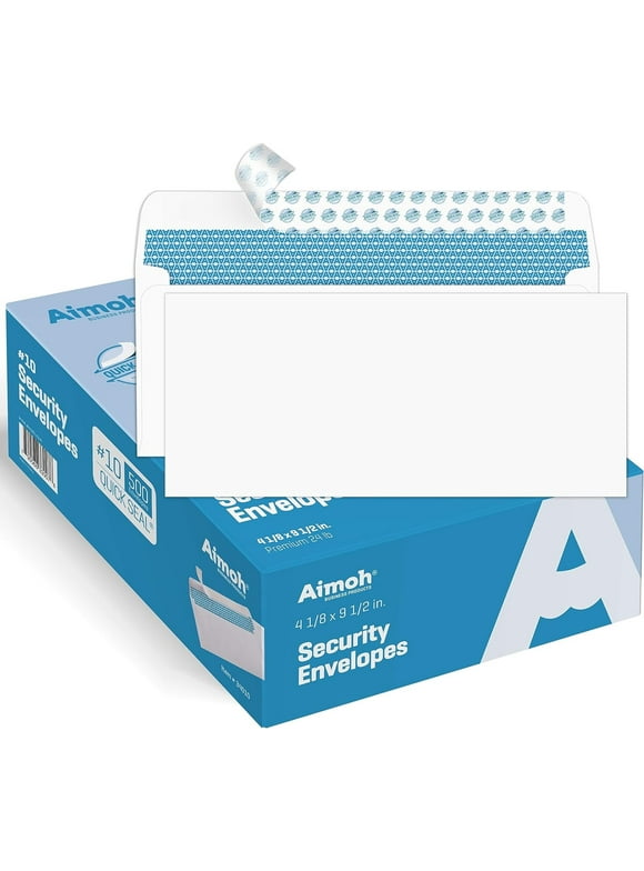 Aimoh #10 Windowless Security Envelopes with Self-Seal Adhesive Strip, 4 1/8" x 9 1/2" 500-Pack