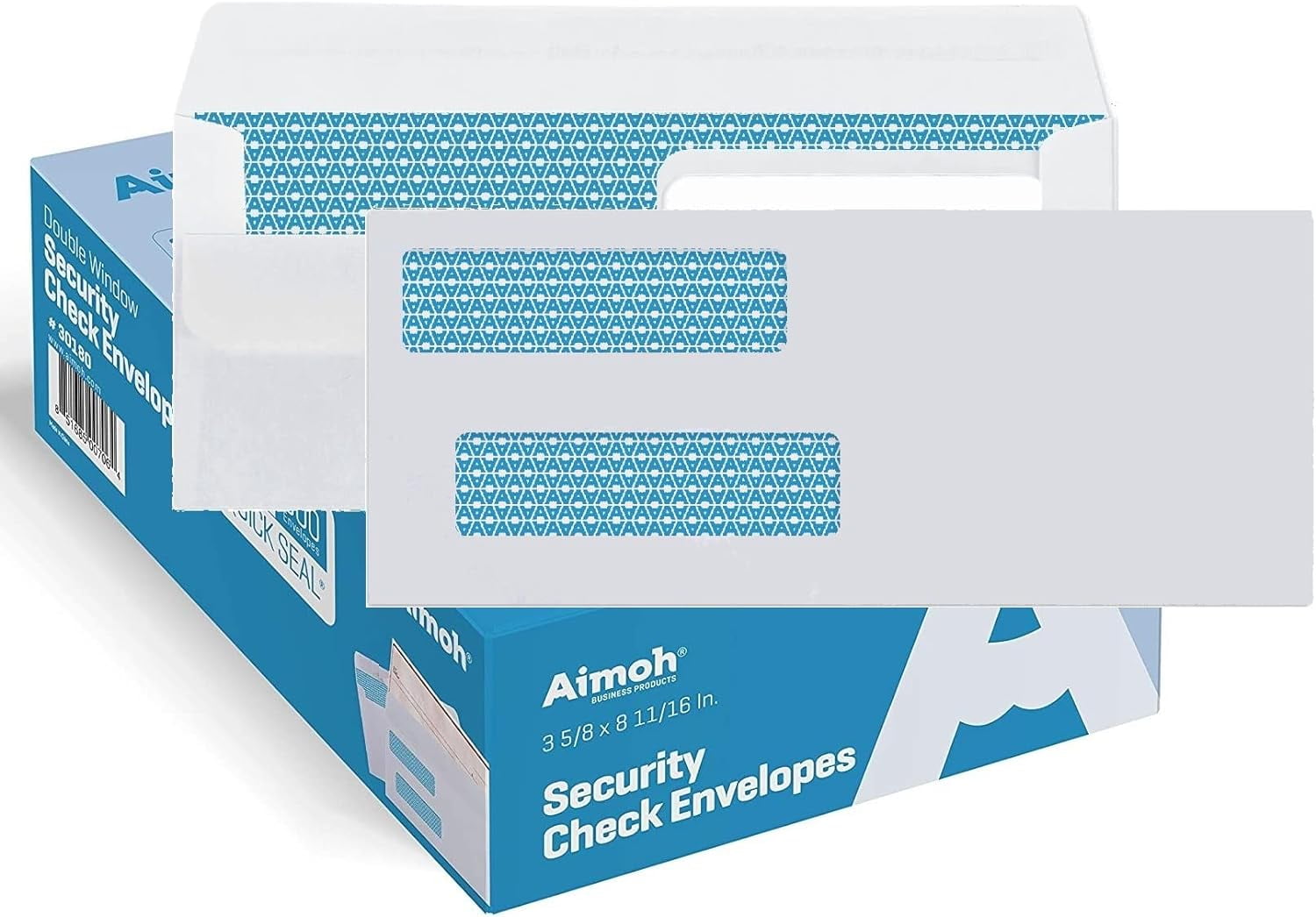 Aimoh #8 Double Window Security Envelopes with Flip-Seal Closure, 3 5/8 ...