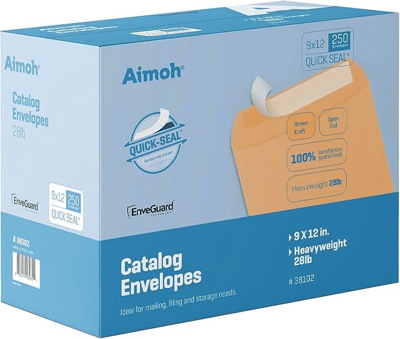 Aimoh Self-Seal Brown Kraft Catalog Mailing Envelopes, Catalog Business Envelopes, 9”x12” 250 Count