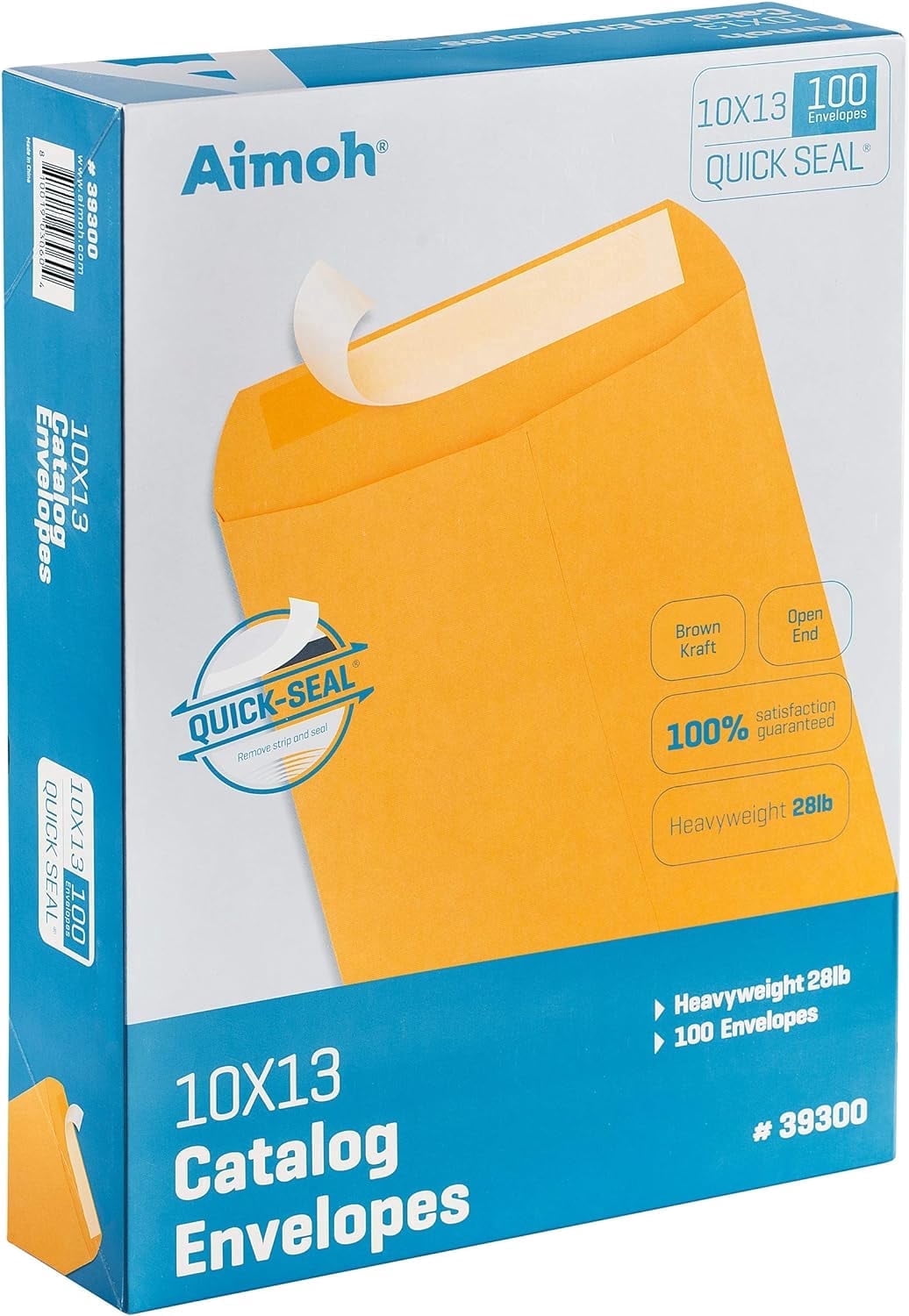 Aimoh Self-Seal Brown Kraft Catalog Security Envelopes, Security-Tinted Mailing Envelopes, 10” x 13”, 300 Count