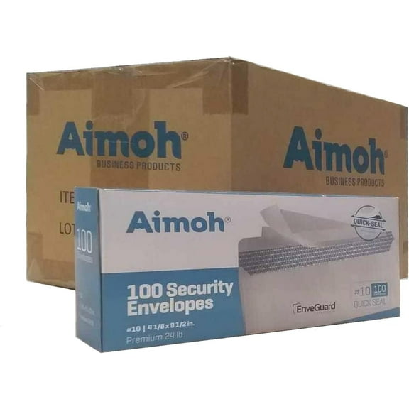 Aimoh Self-Seal #10 Security Envelopes, Windowless Mailing Envelopes, White, 4-1/8" x 9-1/2", 2400 Count