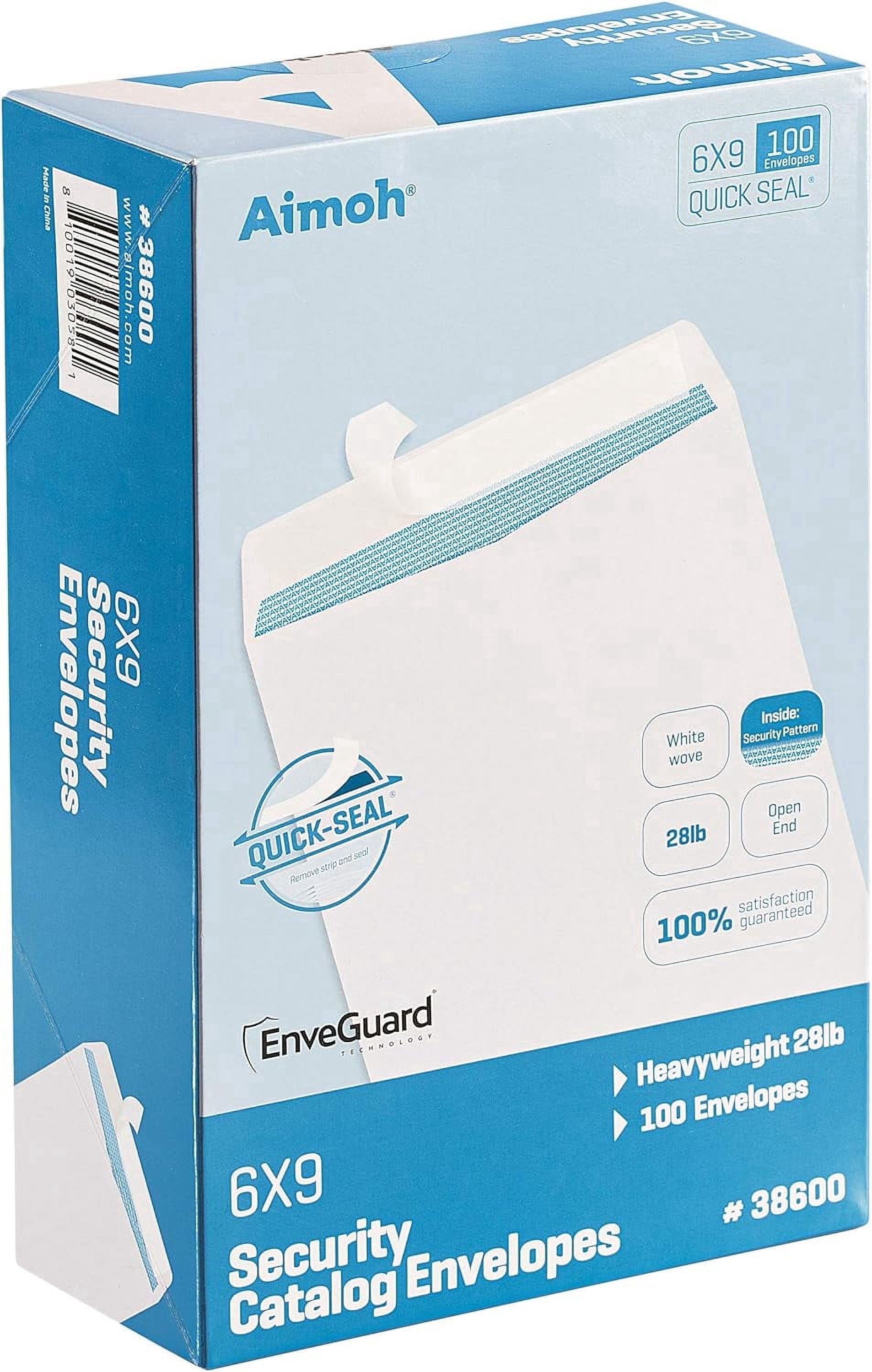 Aimoh Self-Seal Catalog Security Envelopes, Security-Tinted Mailing Envelopes, 6” x 9”, white, 500-Count