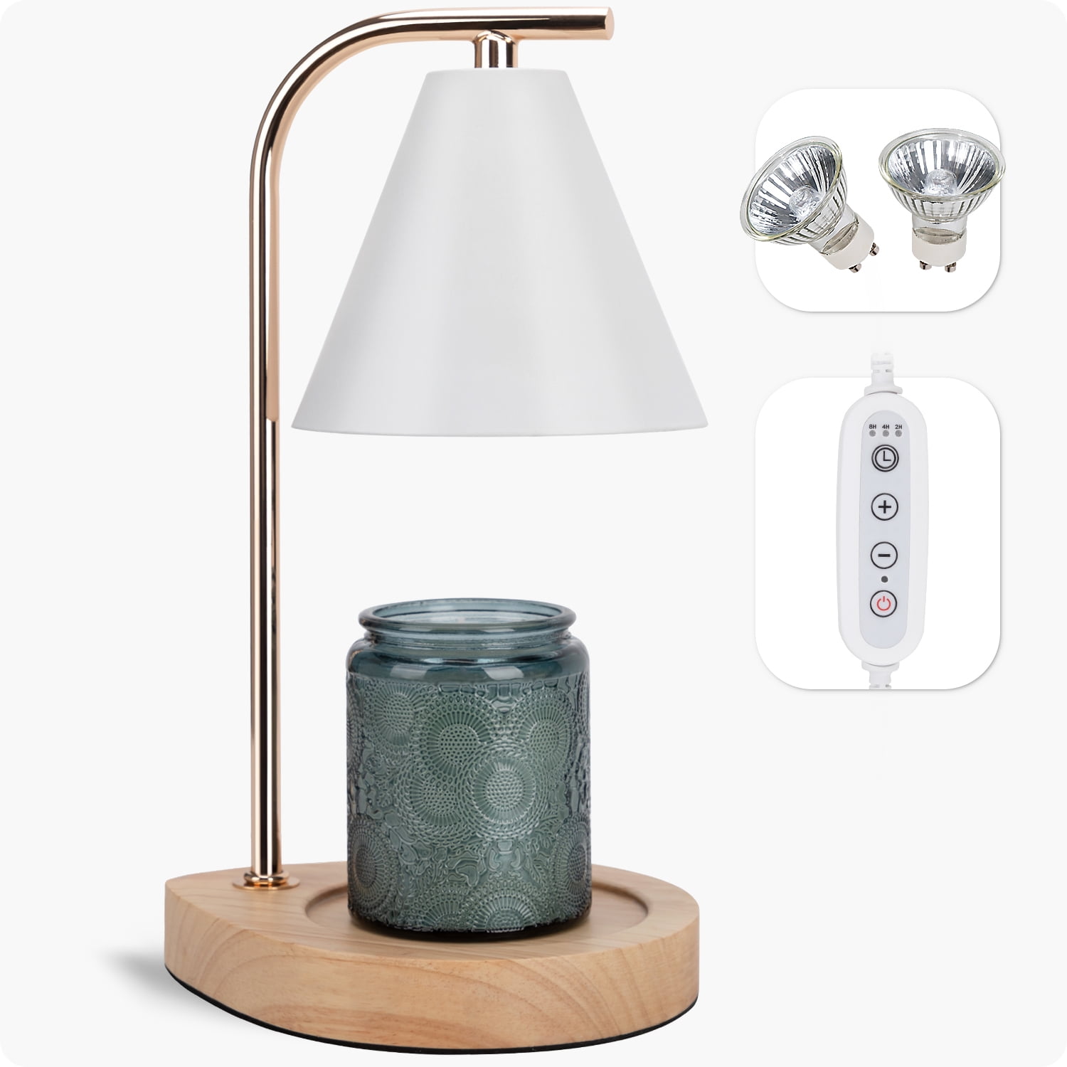 Aimoptg Candle Warmer Lamp with Retro Wooden Base Home Decor Wax Melt