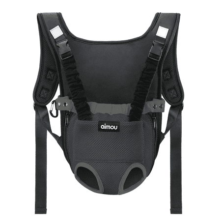 Aimou Pet Front Carrier Backpack Hands-Free Legs Out Adjustable Mesh Waterproof Carrier Bag Traveling Hiking Camping for Small Medium Dogs Cats Puppies, Gray XL