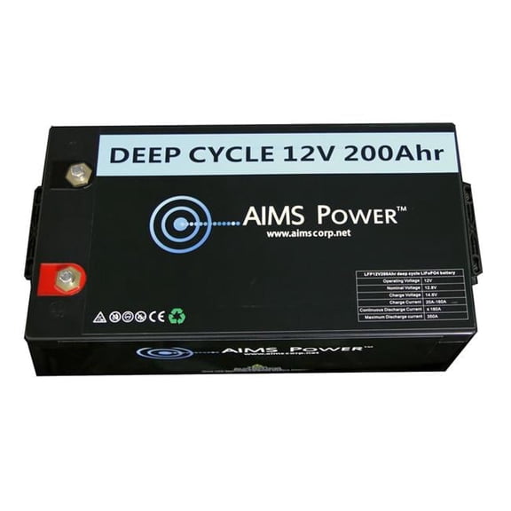 Aims Power LFP12V200A 12V 200Ah LiFePO4 Lithium Iron Phosphate Battery