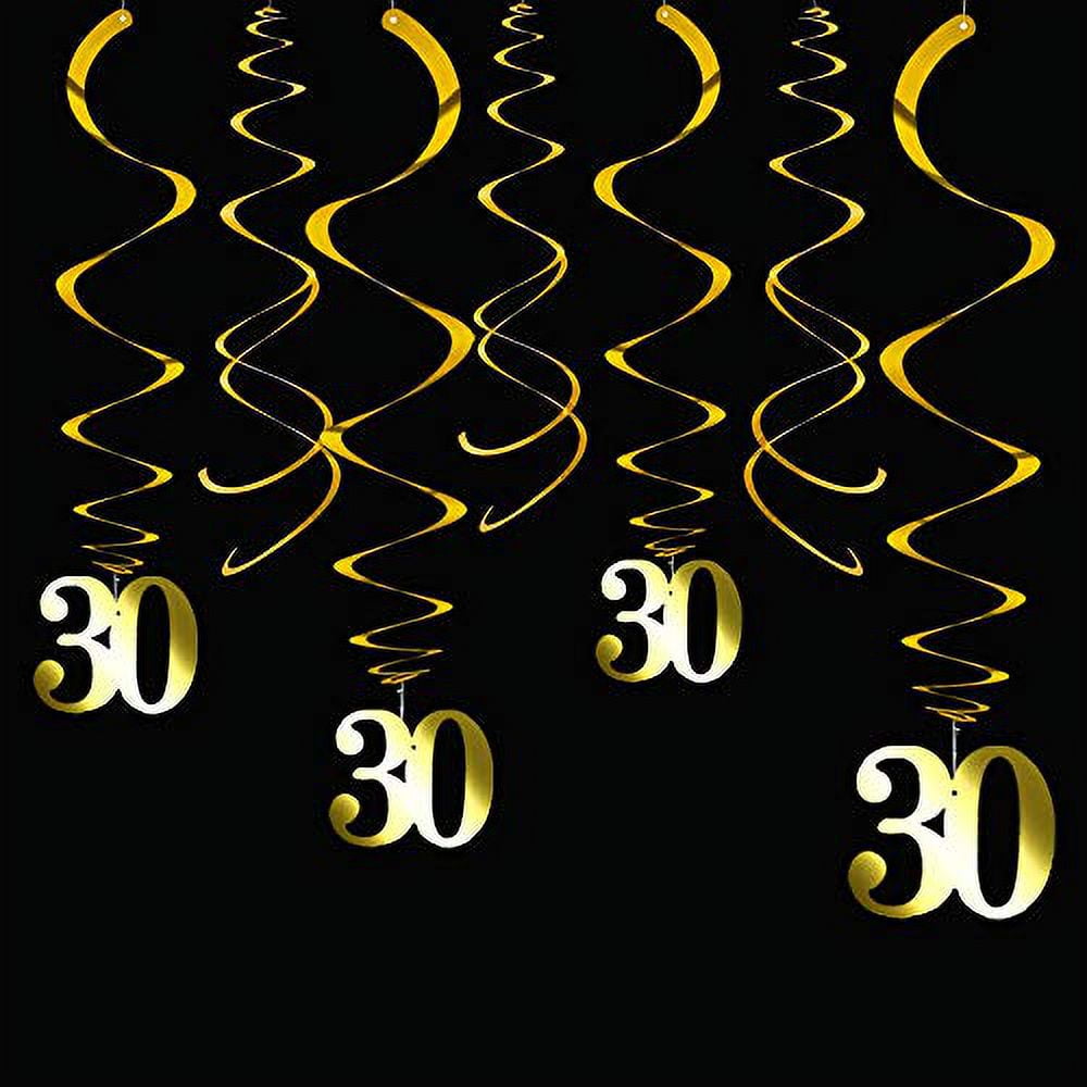 Aimto Gold 30 Party Swirl Birthday Decorations-Foil Ceiling Hanging ...