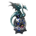thumbnail image 1 of Ain’t It Nice Dragon Statue On Light Up LED Orb Cycling Through Many Vibrant Colors Collectible Dragon Figurine Fantasy Décor, Turquoise 4(L) X 4(W) X 8(H) inches (Batteries Included), 1 of 6