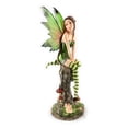 thumbnail image 1 of Ain’t It Nice Fairy Figurine Dark Green with Clear Wings & Colorful Striped Socks Enjoying Nature Surrounded by Flowers Collectible Fairy Statue Fantasy Décor Sculpture, 4(L) X 3(W) X 9.5(H) Inches, 1 of 5
