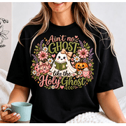 Ain't No Ghost Like The Holy Ghost Graphic T Shirt, Faith Halloween Short Sleeve Tee, Funny Christian Tshirts For Women Women Clothing