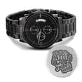 thumbnail image 1 of Ain't No Hood Like Engraved Multifunction Analog Stainless Steel Chronograph Men's Watch W Copper Dial, 1 of 20