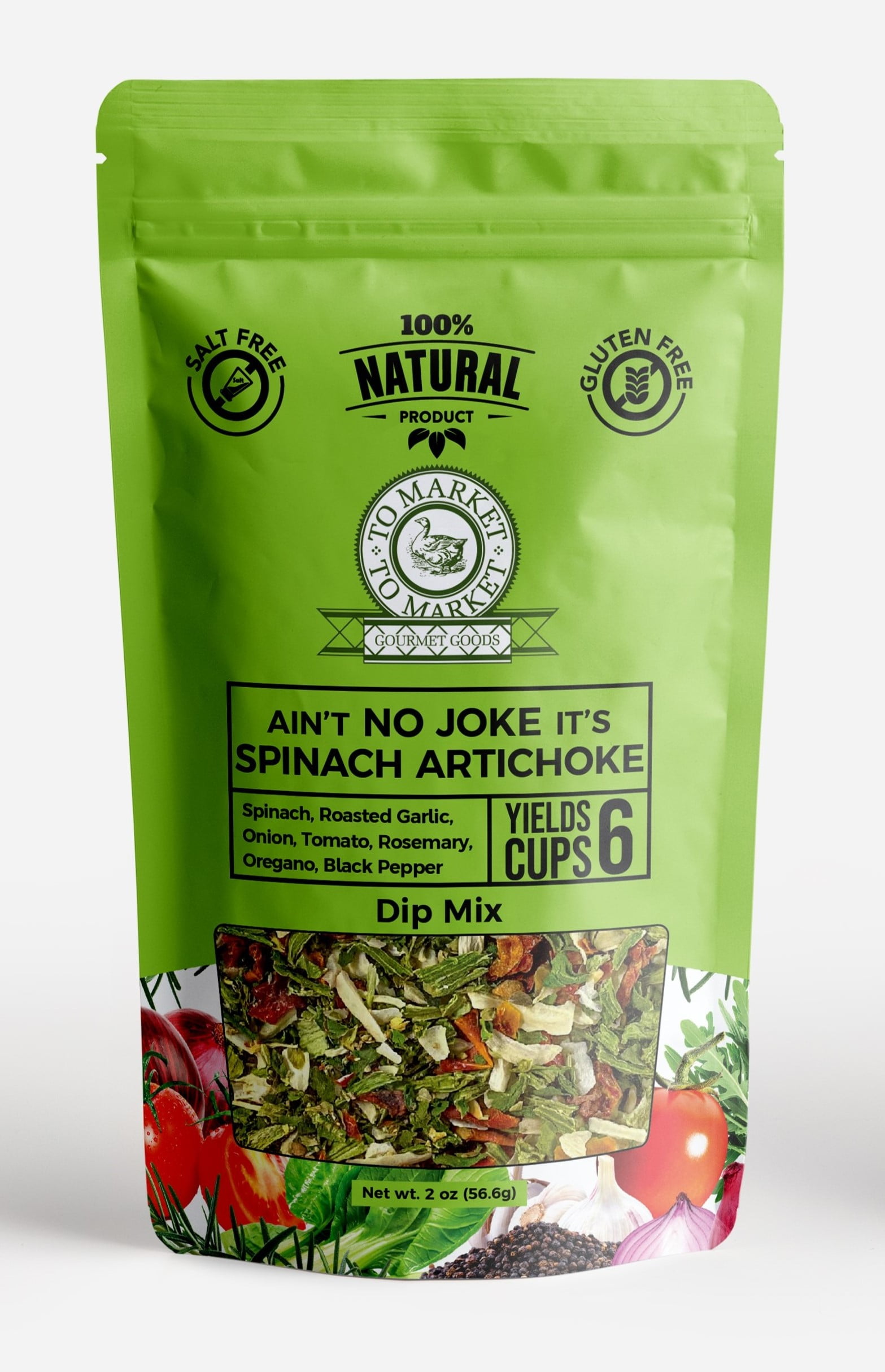 Ain't No Joke, It's Spinach Artichoke - 2oz Salt Free & Gluten Free Spinach Dip Mix