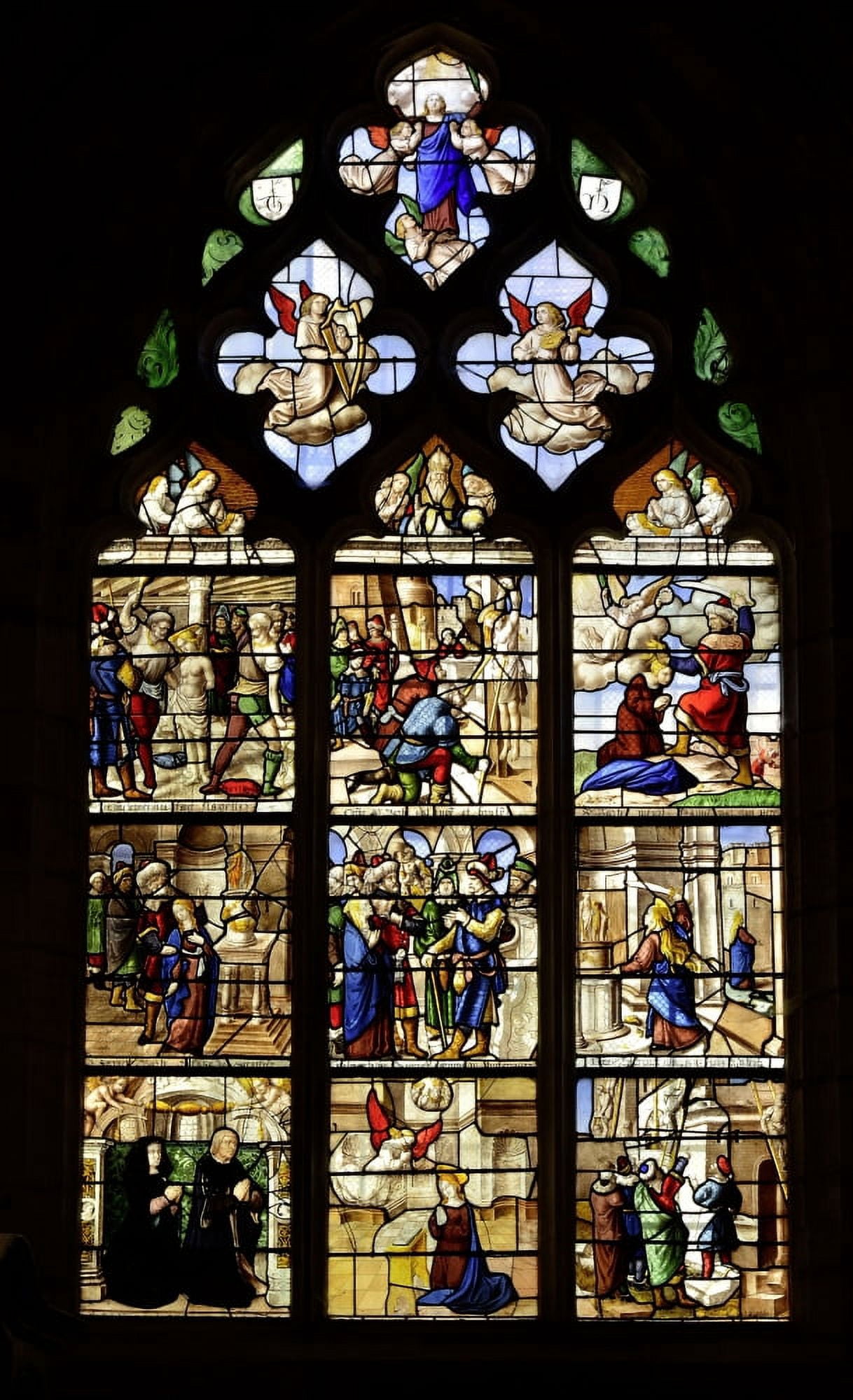 Ained-Glass Window Of The Saint Barbara Chapel In Collegiate Church Of Notre-Dame De Semur-En-Auxois Canvas Art -  (24 x 36)