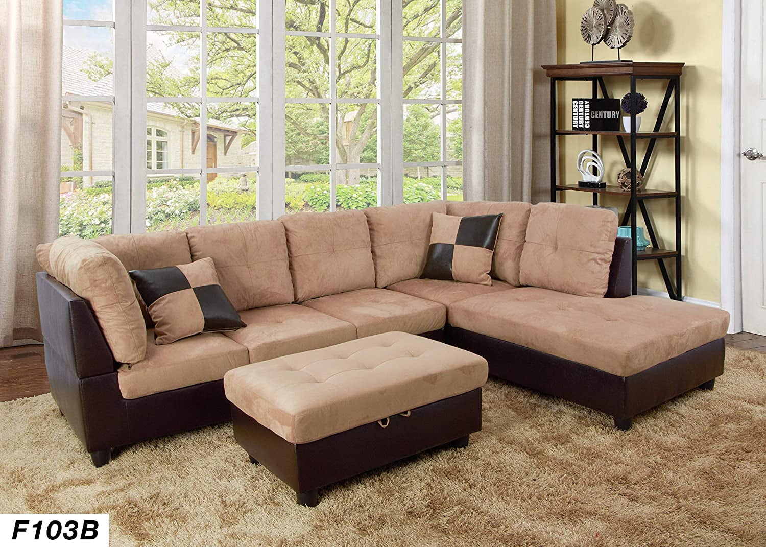 Albert modern bonded leather 2024 sectional with right chaise