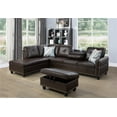 thumbnail image 1 of Ainehome 97.2" W Brown Faux Leather Sectional Sofa Set, 3 Piece Living Room Set with Ottoman, 1 of 7