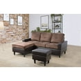 thumbnail image 1 of Pon Living Chocolate Mirofiber Sectional Sofa, Convertible Couch for Small Apartment, 1 of 7