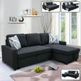 thumbnail image 1 of Ainehome Convertible Sectional Sofa with Storage Chaise - L-Shaped Futon Sofa Bed with Pull-Out Sleeper for Living Room, Black, 1 of 8