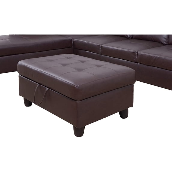Ainehome Faux Leather Storage Ottoman Bench Rectangular Footrest with Foam Padded Seat, Brown