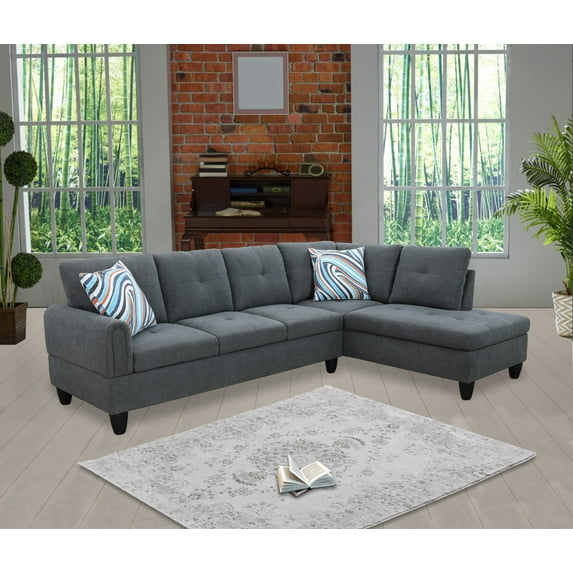 Ainehome Furniture 97"w L Shaped Sectional Sofa SET, Right Hand Facing - Dark Grey