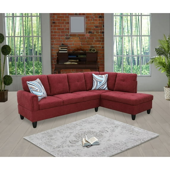 Ainehome Furniture 97"w Sectional Sofa SET, L Shaped Living Room Furniture, Right Hand Facing - Wine Red