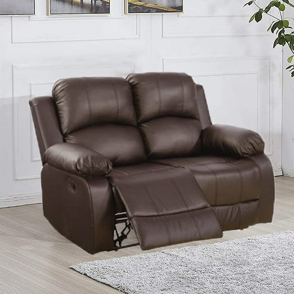 Ainehome Furniture Bonded Leather Recliner Set Living Room Set, Loveseat, Brown