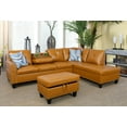 thumbnail image 1 of Ainehome Furniture Faux Leather Sectional Sofa, L-Shaped Living Room Couch Set (Ginger), 1 of 6