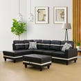 thumbnail image 1 of Ainehome Furniture L-Shaped Sectional Sofa Set, Black Leather Living Room Sets in Home, with Storage Ottoman and Matching Pillows Left Hand Facing, 1 of 9