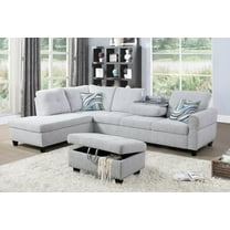 Ainehome Furniture Living Room Sets, Linen Fabric Sectional Sofa with Storage Ottoman & Toss Pillows