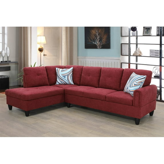 Ainehome Furniture Modern L-Shaped Sectional Sofa, 2 Pieces Living Room SET, Left Hand Facing/Red