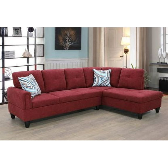 Ainehome Furniture Modern L-Shaped Sectional Sofa, 2 Pieces Living Room SET, Right Hand Facing/Red