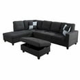 thumbnail image 1 of Ainehome L-Shaped Sectional Sofa Set, 3PC Linen Living Room Couches, Left Hand Facing (Black Grey), 1 of 2