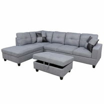 Ainehome L-Shaped Sectional Sofa Set, 3PC Linen Living Room Couches, Left Hand Facing (Grey)