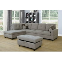 Ainehome L-Shaped Sectional Sofa Set, 3PC Linen Living Room Couches, Left Hand Facing (Grey)