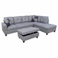 thumbnail image 1 of Ainehome L-Shaped Sectional Sofa Set, 3PC Linen Living Room Couches, Right Hand Facing (Grey), 1 of 2