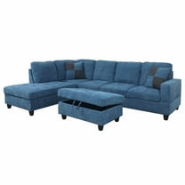 Ainehome L-Shaped Sectional Sofa Set, 3PC Velve Living Room Couches, Left Hand Facing (Blue)