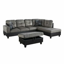 Ainehome Microfiber Sectional Sofa Set, 3PC L-Shaped Living Room Couches, Right Hand Facing (Taupe)