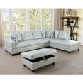 thumbnail image 1 of Ainehome Modern Sectional Sofa Set,3PC L-Shaped Living Room Couches,Silver Green Leather, 1 of 2