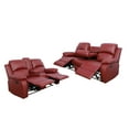 thumbnail image 1 of Ainehome Red Leather Reclining Sofa + Loveseat Set Living Room Recliner Set, 1 of 7