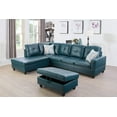 thumbnail image 1 of Ainehome Solid Faux Leather Removable Sectional Sofa with Pillows, Aegean, 1 of 7