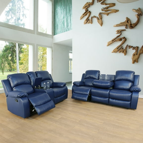 Ainehome3 Pieces Faux Leather Reclining Configurable Living Room Set