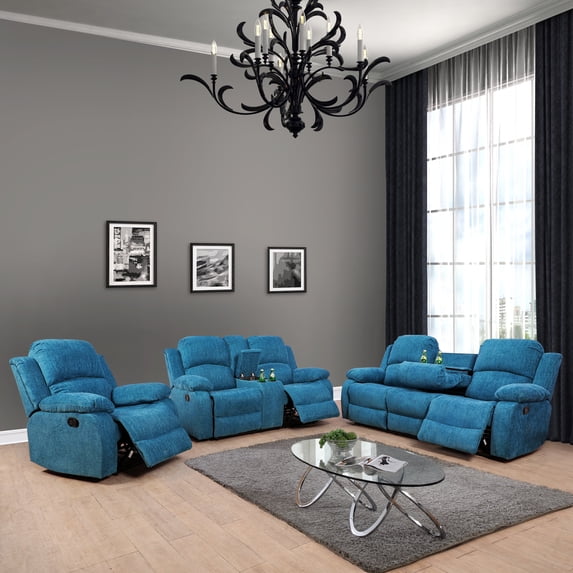 Ainehome3 Pieces Faux Leather Reclining Configurable Living Room Set