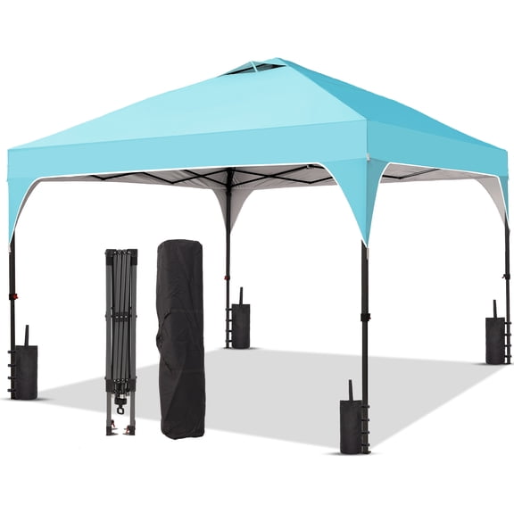 Ainfox 8'x8' Pop Up Canopy Tent, Easy-Setup Gazebo, Outdoor Canopy with 3 Adjustable Heights for Events, Parties, Camping, Blue