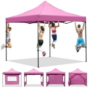 Ainfox 10' x 10'Heavy Duty Pop up Canopy Tent with Sidewalls,Folding Instant Outdoor Gazebo,Sun Shade Tent,Pink