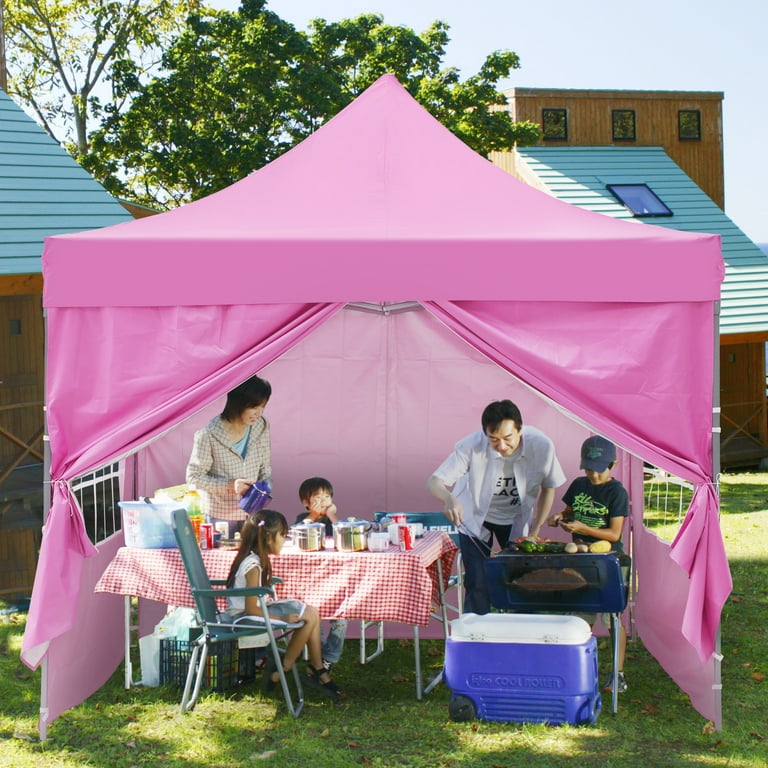 Ainfox 10' x 10' Pop up Canopy Tent, Folding Instant Outdoor Gazebo(Pink)