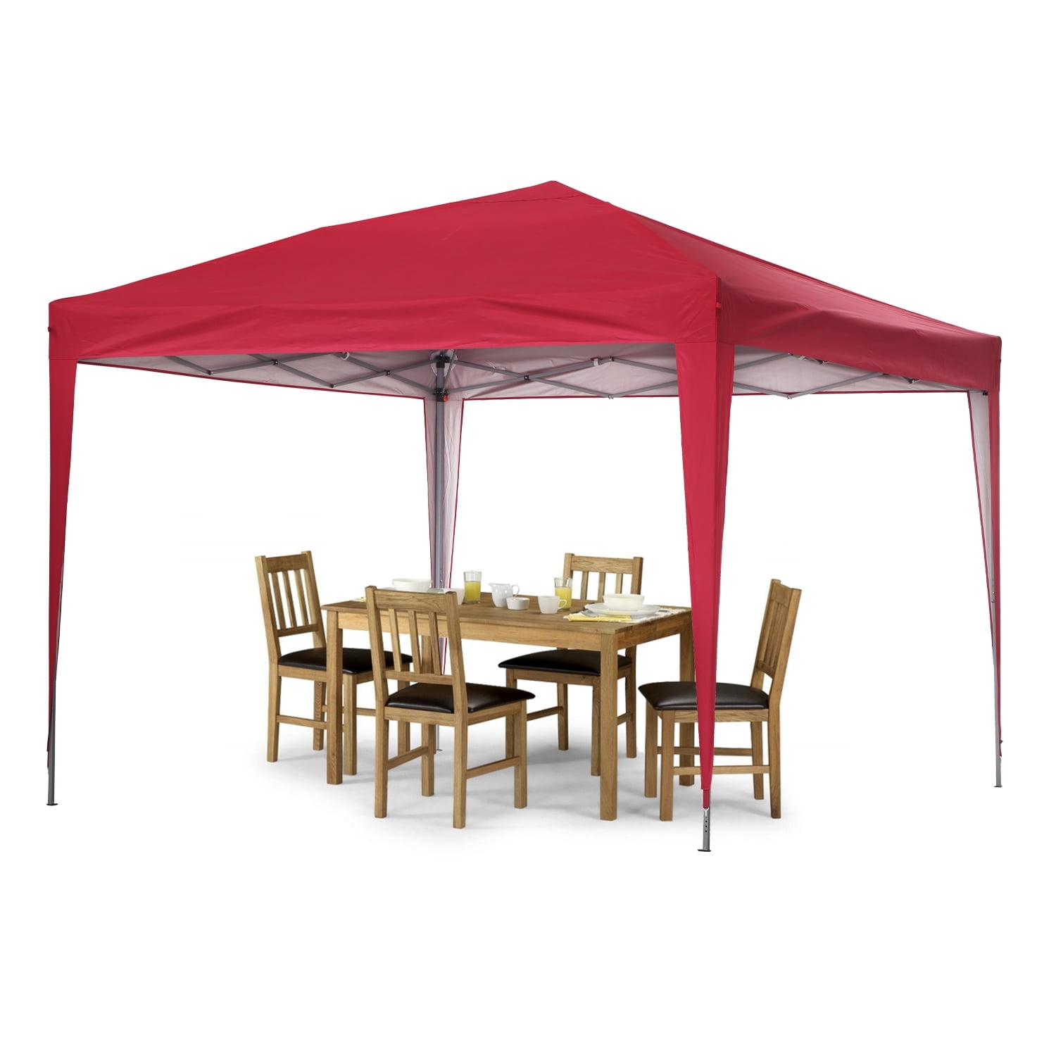 10' x 10' Red Steel Frame Pop-Up Canopy Tent