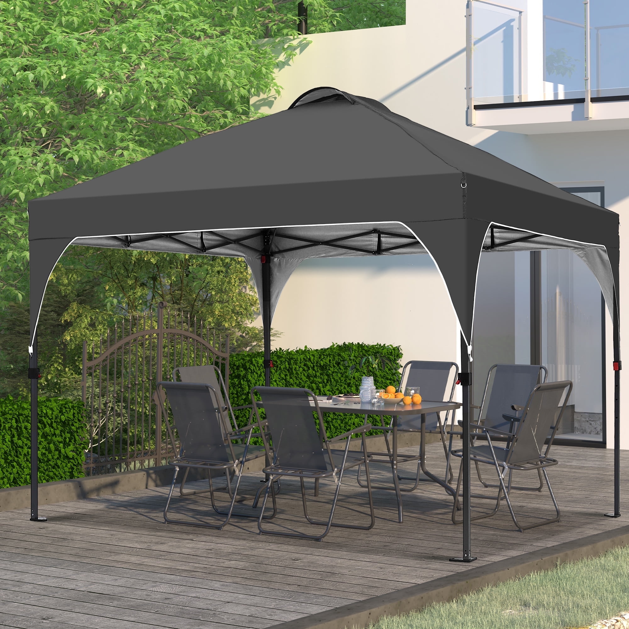 Ainfox 8'x8' Pop Up Canopy Tent, Easy-Setup Gazebo, Outdoor Canopy with 3 Adjustable Heights for Events, Parties, Camping, Black
