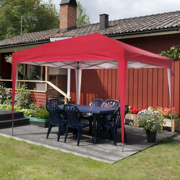 Ainfox 10 x 10 ft Pop up Canopy Tent,Instant Outdoor Canopies,Shade Tents with Carrying Bag,Red