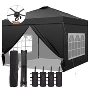 Ainfox 10 ft x 10 ft Black Privacy Sidewalls Pop-up Canopies Outdoor Canopies, Zippered