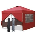 thumbnail image 1 of Ainfox 10 x 10 ft Pop up Canopy Tent with Sidewalls,Instant Outdoor Canopies,Shade Tents with Carrying Bag,Red, 1 of 8