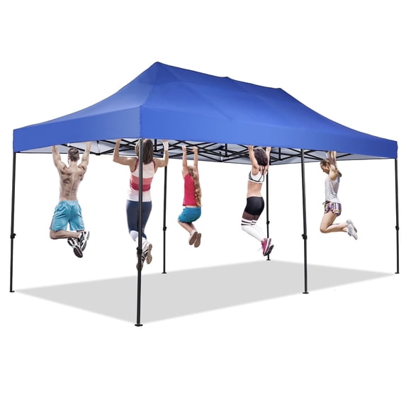 Ainfox 10x20 Heavy Duty Pop up Canopy Tent, Outdoor Instant Folding Gazebo with Wheeled Bag, Waterproof UV Protection Shade for Events, Blue