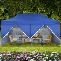 Ainfox 10x20 Heavy Duty Pop up Canopy Tent with Sidewalls,Outdoor Shade Instant Folding Event Gazebo with Wheeled Bag,Blue